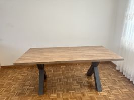 Esstisch Holzoptik mit X-Fuss - 90 x 180 cm