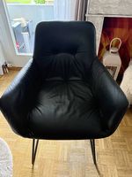 Schwarzer Designer Stuhl, Leder