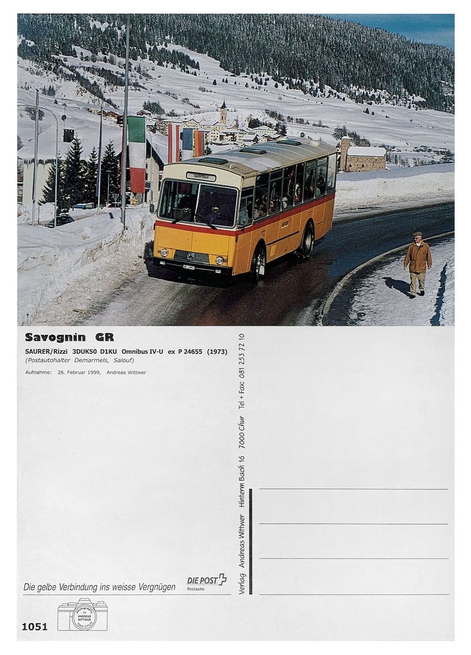 Cartoline postali: Savognin Surses Oberhalbstein Postauto Saurer 3DUK50 P24655 – Nuovo (secondo la descrizione) da Bern venduto da AWiBe