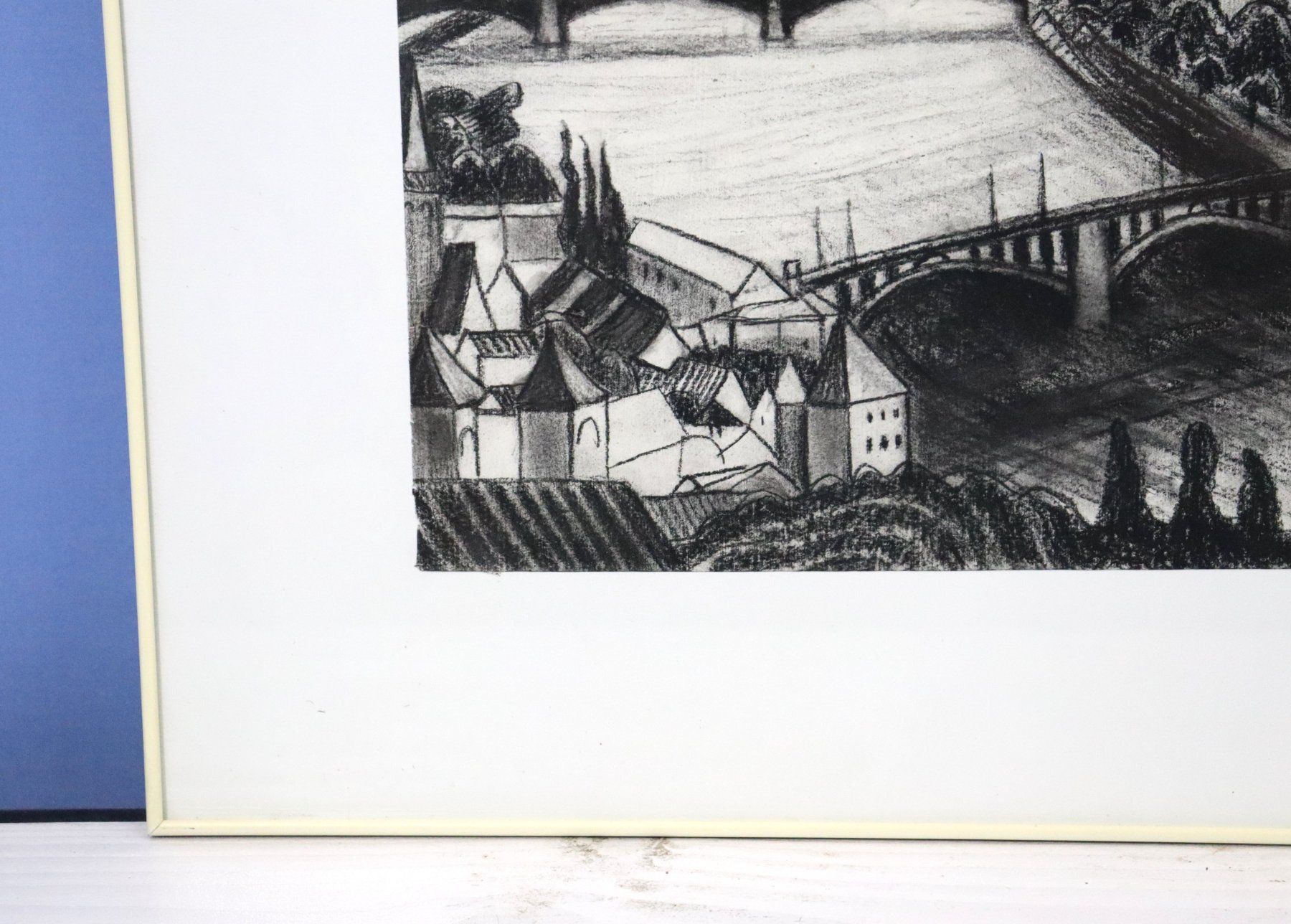 Dipinti: Monika Buchmann-Helbling 1925-2004, Kohlestift/Papier "Prag" – Usato da Zug venduto da Kunst-Fundgrube 6