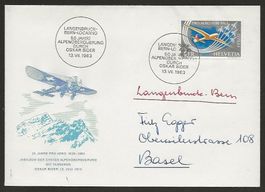 1963 Brief Flug 50 J Alpenüberquert Langenbr-Bern