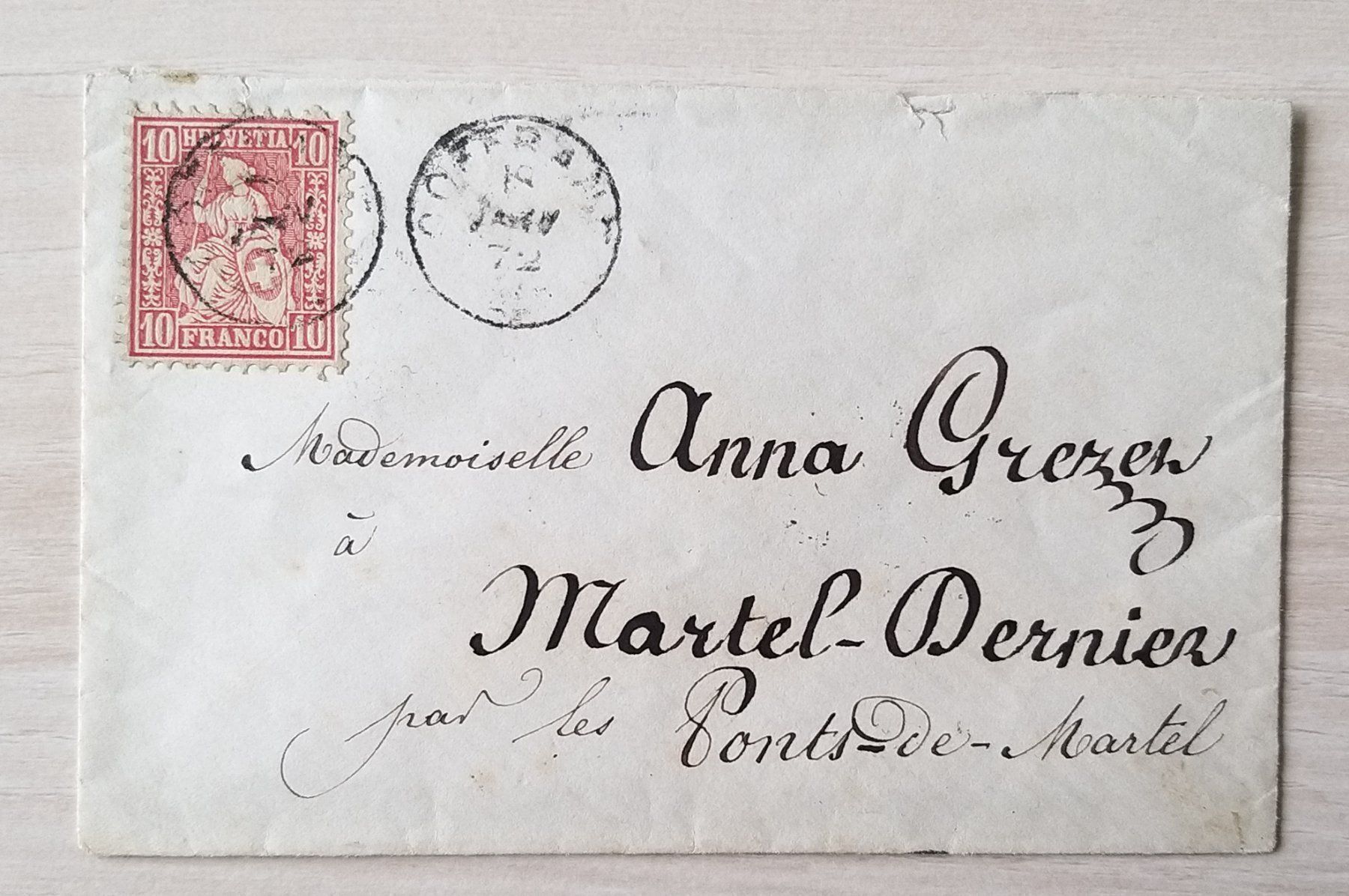 Tutti i francobolli: Coffrane - Ponts de Martel 1872 – Usato da Unterägeri venduto da PhilatelieStudiger