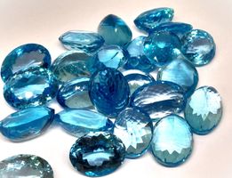 Lot 100ct Topazes ovales Swiss Blue CERTIFICAT 2'000.- Fr