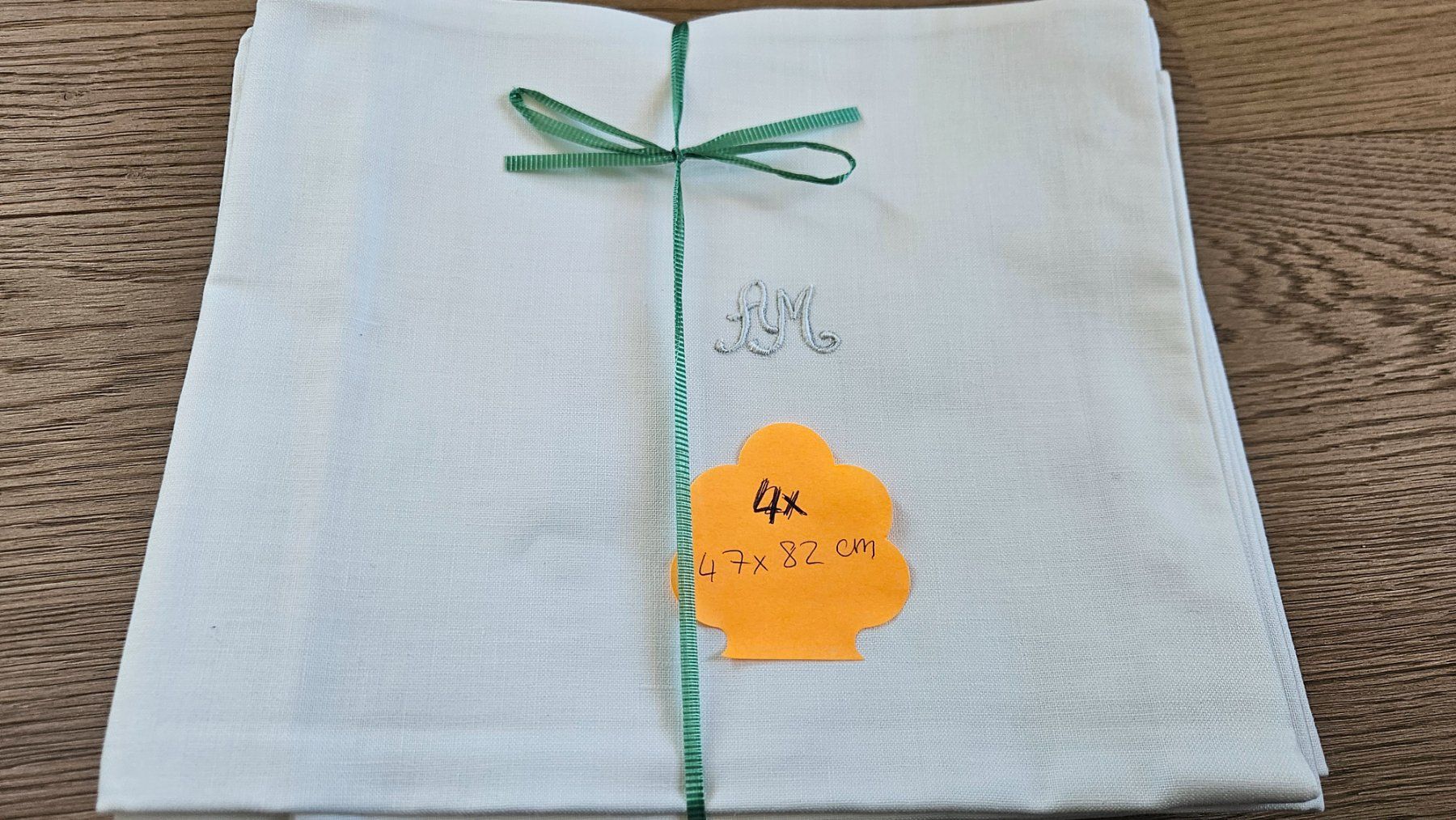 Biancheria da letto: 4 federe cifrate AM 47x82 cm – Usato da Melano venduto da H-Sara
