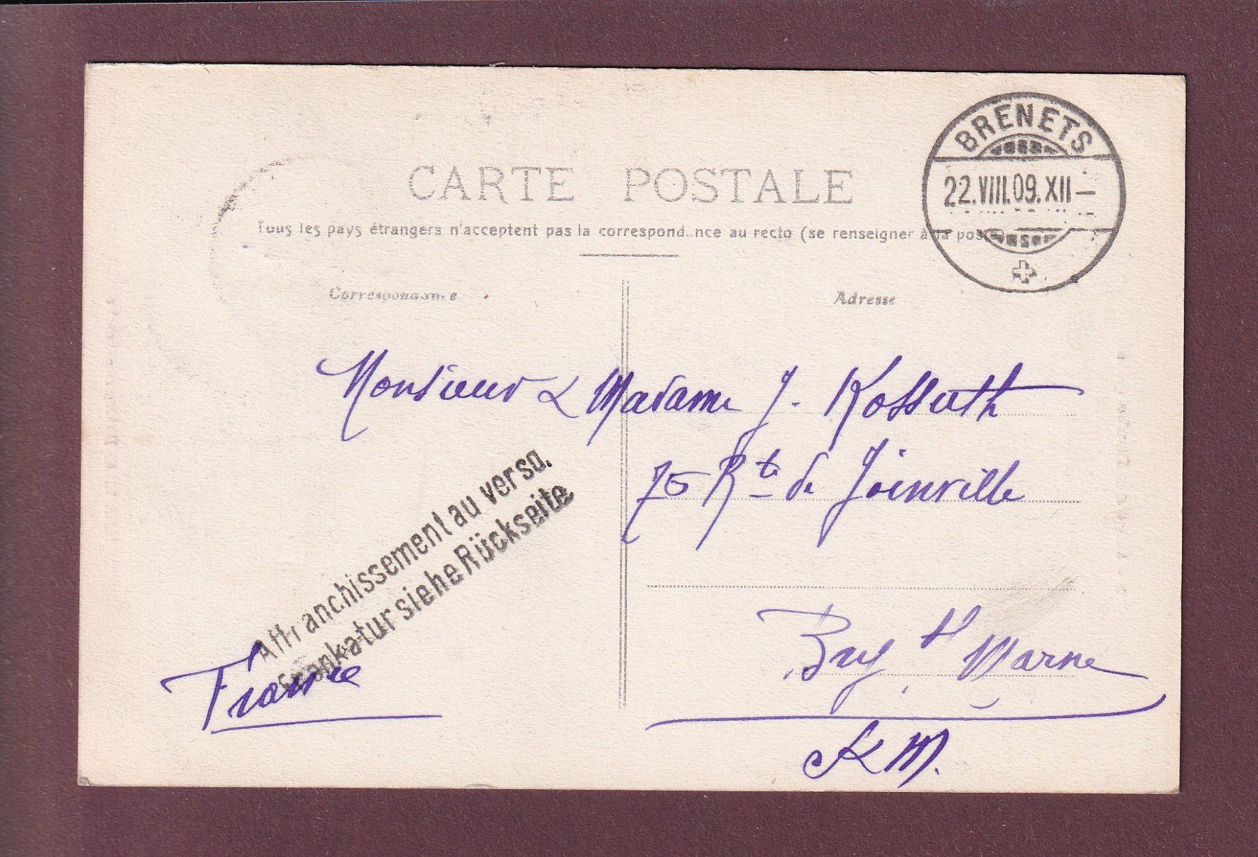 Cartoline postali: LES BRENETS - Saut du Doubs gelé - 1909 – Usato da Pully venduto da nicecards 1
