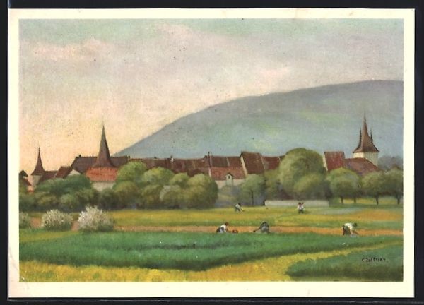 Cartoline postali: Le Landeron /Neuchatel, Ortspanorama mit – Usato da Berlin venduto da bartko-reher