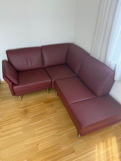 Divani: Ecksofa, dunkel Rot, Leder – Usato da Tägerwilen venduto da cici123