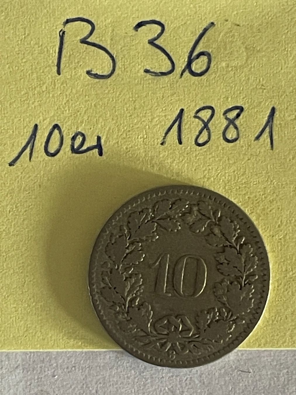 Alle Münzen: 10 Rappen - Schweiz - 1881 – Gebraucht aus Niederwil AG von dahu75