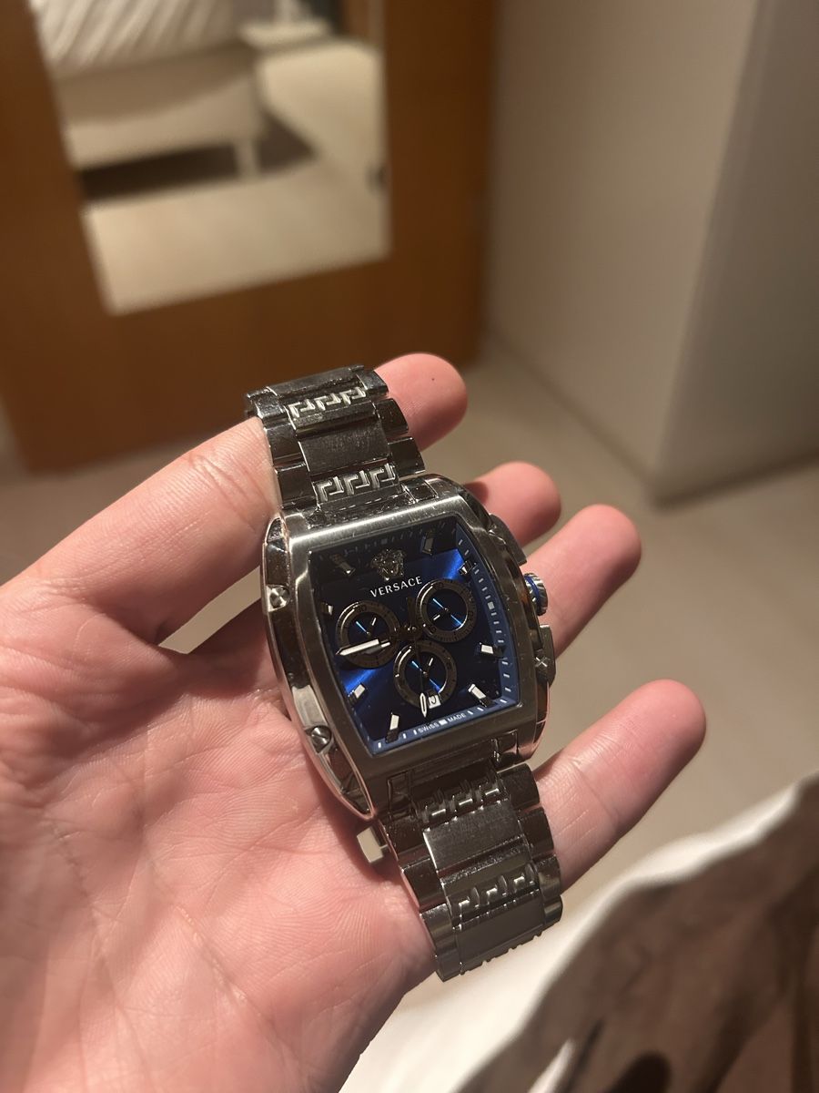 Versace Orologi: Versace Dominus - Chronograph - Silver - Coloured/Blue Watch – Usato da Uetendorf venduto da moulin-wuethrich 2
