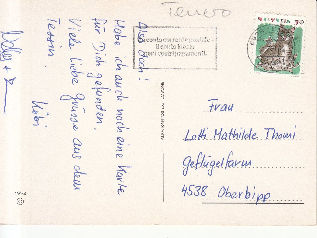Cartoline postali: Tenero 1990 – Usato da Bürglen TG venduto da StampGraf 1