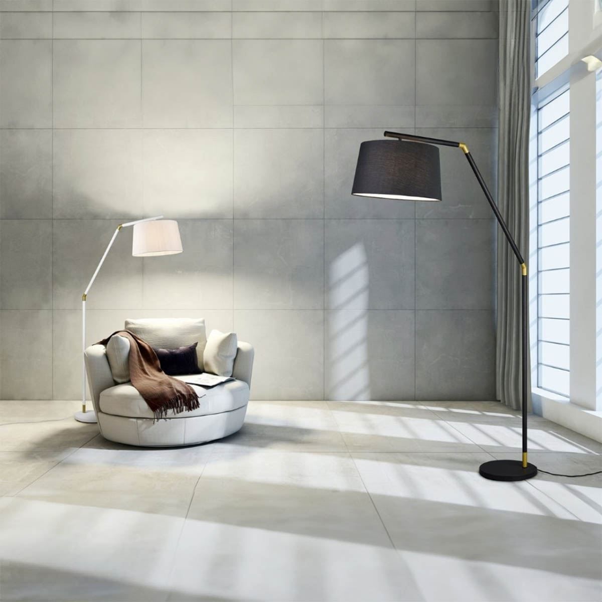 Lampade: Stehleuchte, Stoffschirm, 175 cm Höhe – Nuovo (secondo la descrizione) da Kreuzlingen venduto da Smart-Light 1
