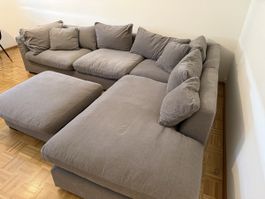 Ecksofa mit Hocker grau sehr guter Zustand
