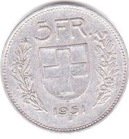5 Franken 1951 Silber.