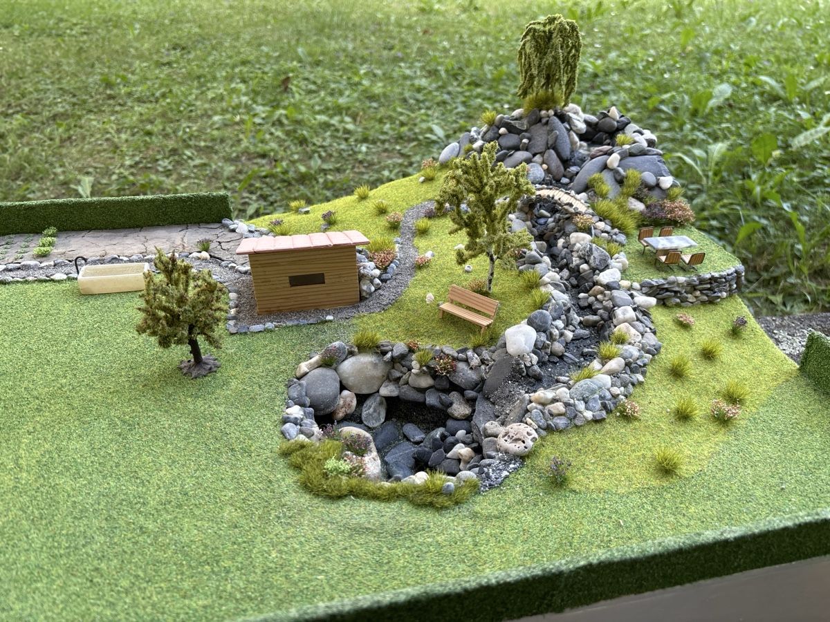 Kit di modellismo & Modellini statici: Modellhaus mit Garten und Bach – Usato da Chur venduto da Kliiholz 2