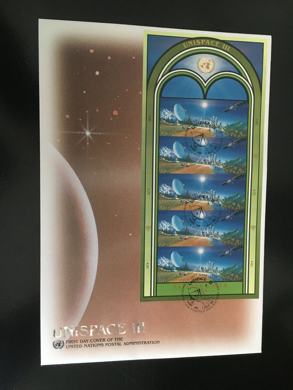 Tutti i francobolli: 1999 ONU UNO Genf / Unispace III / Kleinbogen FDC – Nuovo (secondo la descrizione) da Grand-Lancy venduto da Dany1973