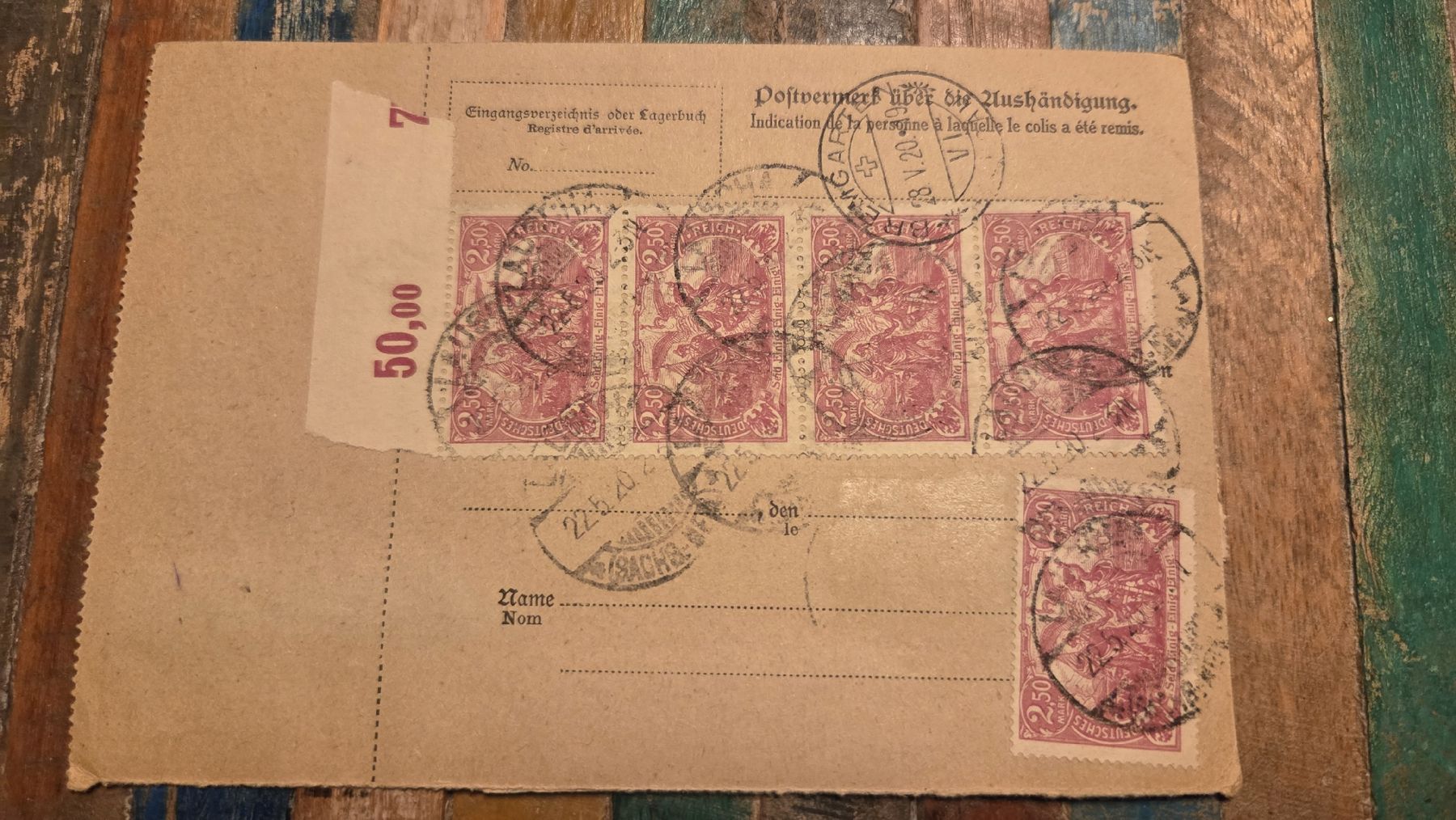 Tutti i francobolli: 1920 Paketkarte Lauscha Sachs.-Mein. – Usato da Arni AG venduto da Moth68 2