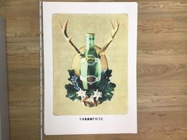 Plakat Perrier Treuphäe Hirschgeweih Deko