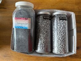 Deko-Set in Silber; Dekogranulat & Steine, Grau/Silber