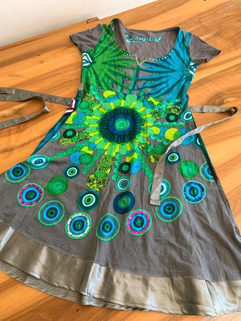 DESIGUAL buntes blau/grau/grün Sommerkleid Gr. S NEU