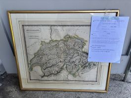 Antike Schweizkarte "Switzerland" von Sidney Hall, 1828