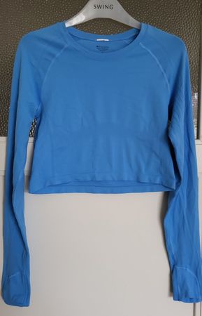 Athleta Crop-Top Langarmshirt in hellblau