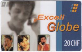 20 CHF Excell Globe - seltene Prepaid Telefonkarte