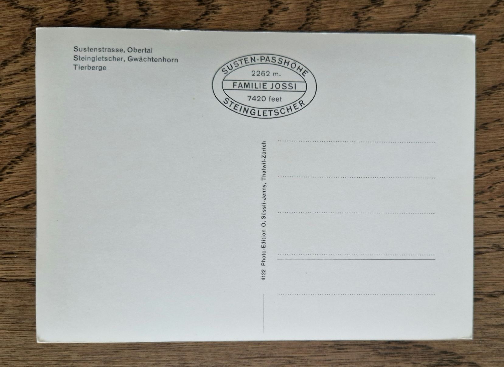Ansichtskarten: Sustenstrasse, Obertal – Gebraucht aus Ebikon von Donar50 1