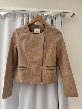 Mango Beige Leather Jacket XS