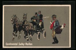 Reklame Continental Sulky-Reifen, Pferde