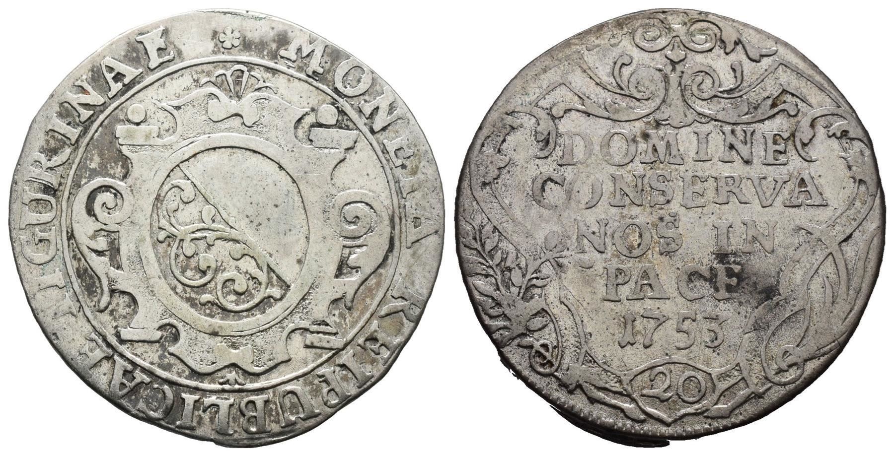 Tutti le monete: Zürich Halbgulden 1753 /940 – Usato da Trimbach venduto da Solothurn1