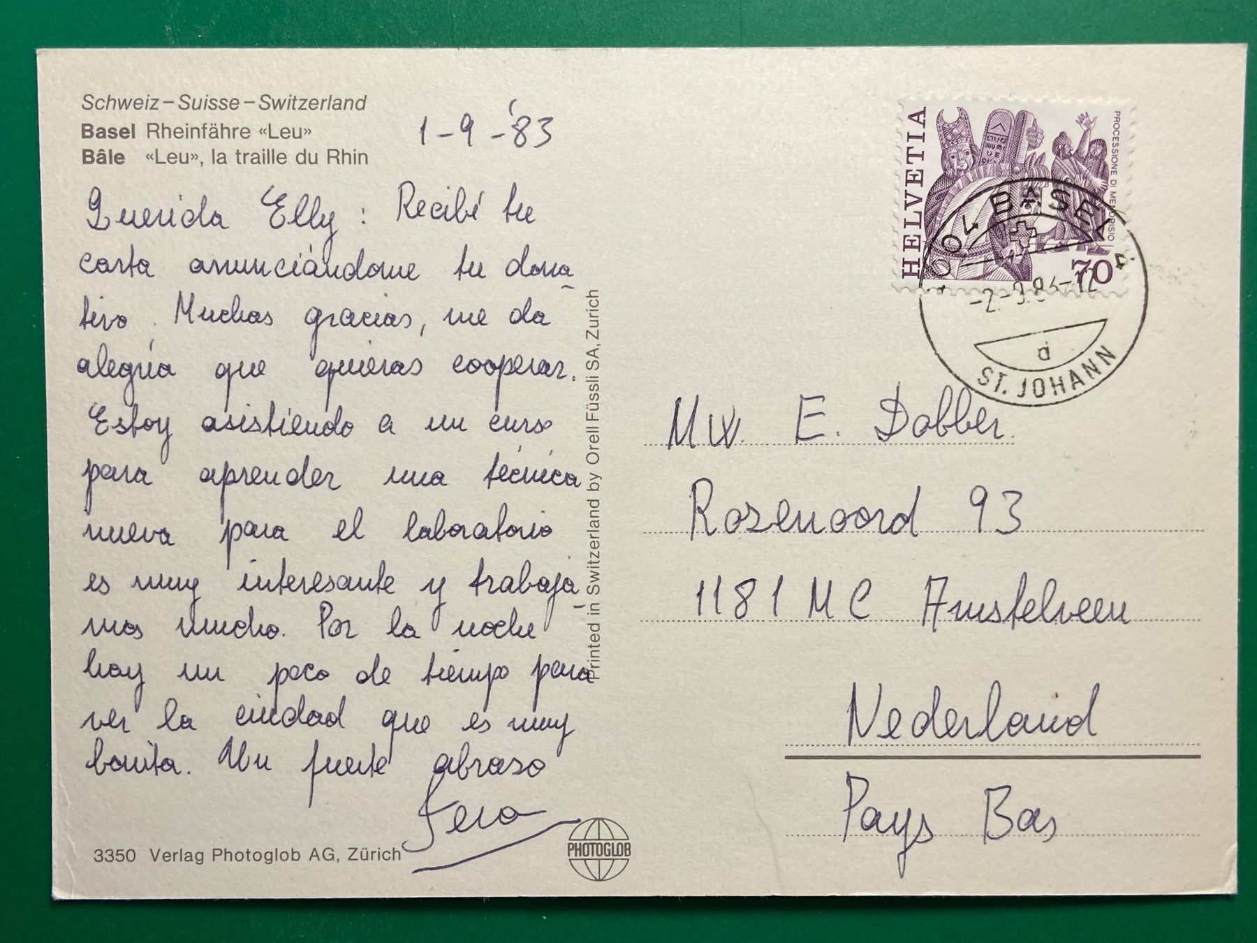 Cartes postales: Basel, Rheinfähre "Leu" – D'occasion à Steg VS par _vinci_ 1