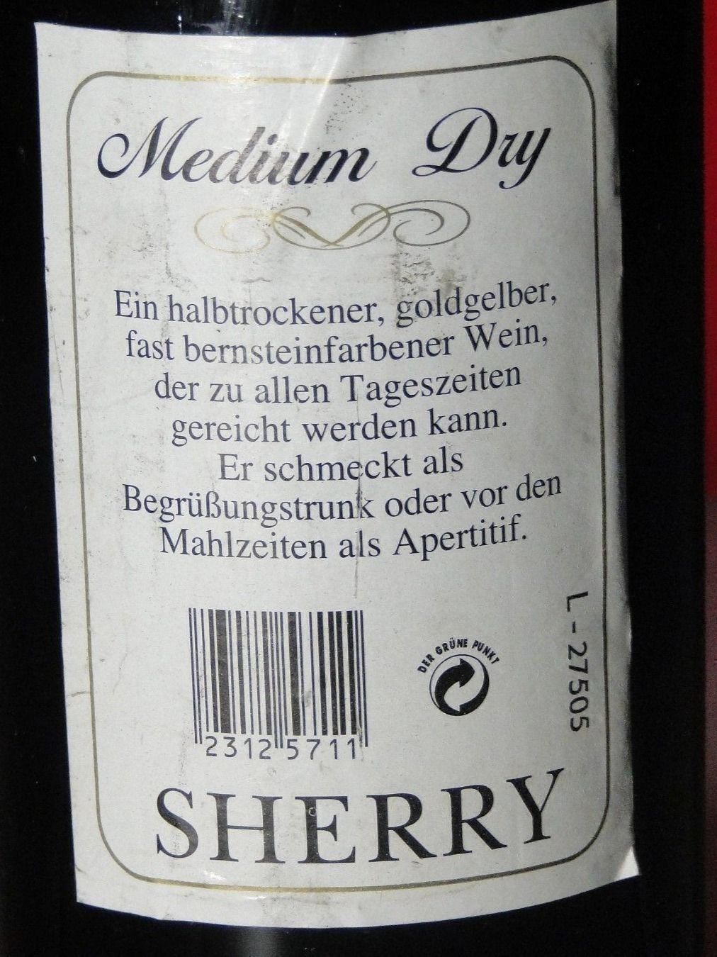 Bevande alcoliche: Vintage Sherry Medium Dry 1980er – Nuovo (secondo la descrizione) da Emmenbrücke venduto da Ulisse-22 2