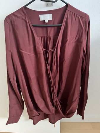 InWear Wickelbluse Seide Gr. 32 weinrot Herbst