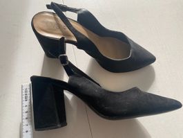 Sling-Pumps, Sandalen, schwarz, Gr. 41, 8cm Absatz