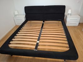 Schlafbett Alcantara schwarz 220x185 cm