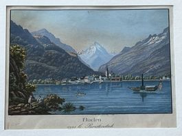 Flüelen vers le Bristenstock - Urnersee Aquatinta Dikenmann