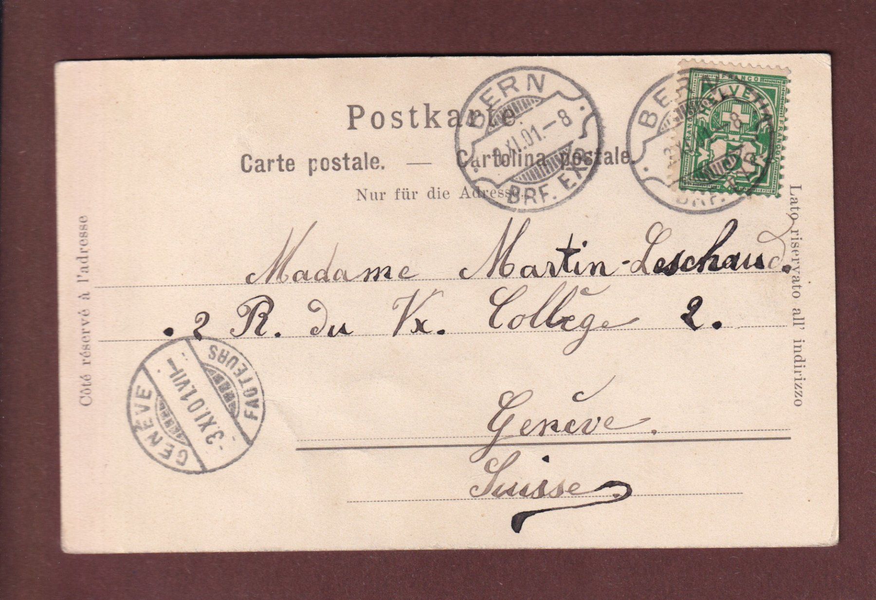 Ansichtskarten: Gruss aus BERN - 1901 – Gebraucht aus Pully von nicecards-shop 1