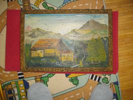 Antikes Bild mit Holzrahmen