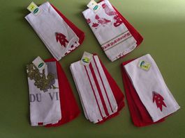 10 rote Küchentücher reine Baumwolle neu