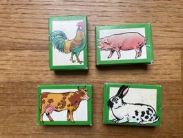 Stempel Hase, Hahn, Kuh, Sau/Schwein, 3.7x5.2 cm
