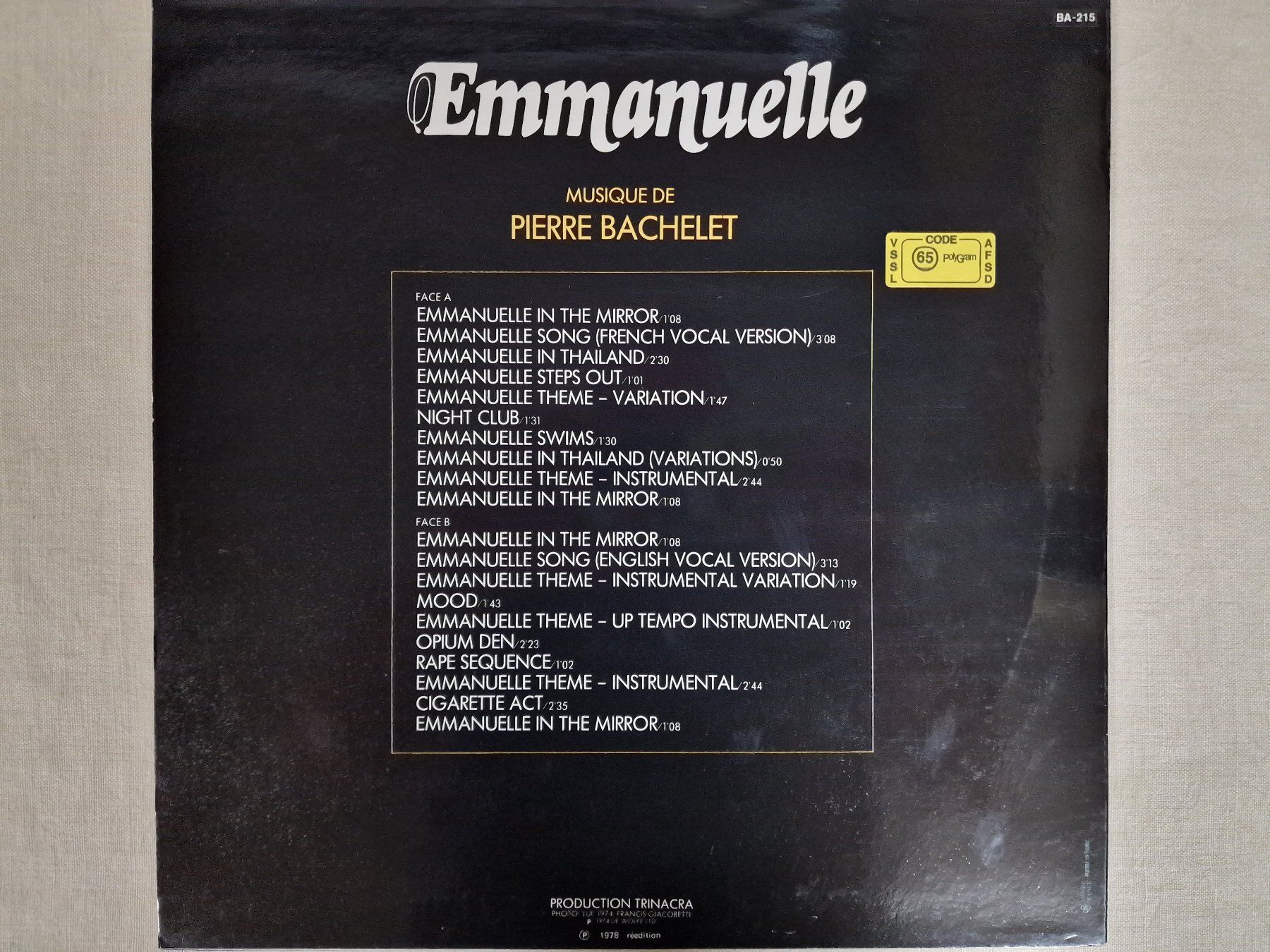 Dischi in vinile: Pierre Bachelet LP – Emmanuelle – Usato da Root venduto da atelier22 1