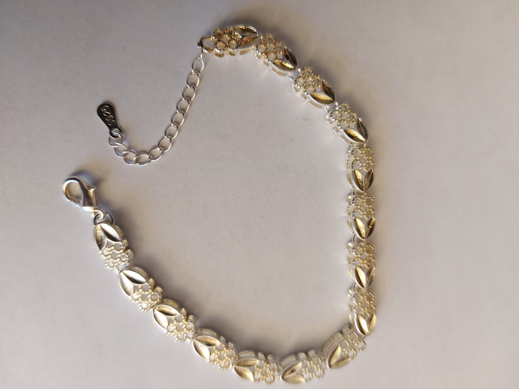 Bracciali & Braccialetti: Armband Silber 925 mit Blumenmuster und Steinchen – Nuovo (secondo la descrizione) da St. Gallen venduto da kamel27 1