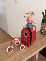 Maileg Maus mit Dreirad und Garage rot neuwertig