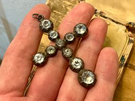 JUGENDSTIL XL ANHÄNGER SILBER 800-ER BERGKRISTALLE UM 1900