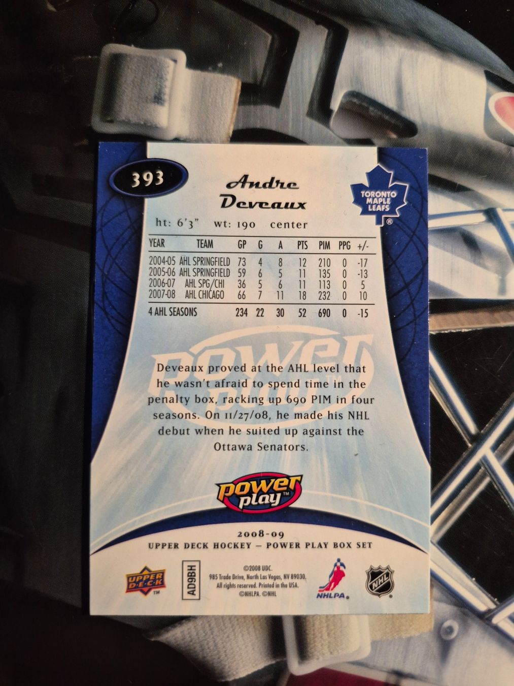 NHL Sammelbilder & Trading cards: NHL Andre Deveaux Toronto Maple Leafs – Gebraucht aus Treiten von Sauber73 1