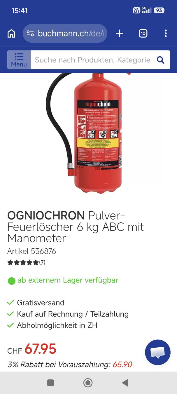 Feuerlöscher: Pulver Feuerlöscher – Neu (gemäss Beschreibung) aus Gunzwil von Becertu