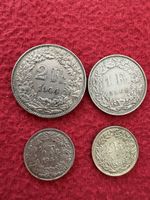 4 Schweizer Münzen 2 Fr 1 Fr 0.50 Fr diverse Jahrgänge