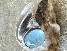 Silberring 925 mit Aquamarin – schwungvolles Design Gr.49