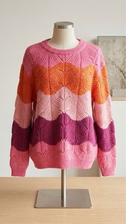 Saint Tropez Sweater Striped Knit Pullover Size M Pink