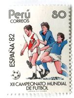 Briefmarke "Fussball". Peru.